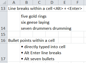 insert line breaks into text in cells