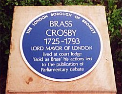 'Bold as brass' - plaque outside Court Lodge