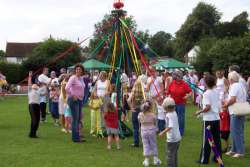 Maypole dancing at Chelsfield village fete - July 2004