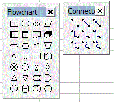 Drawing objects for flowcharts (Excel 2003)