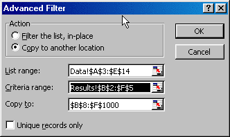 an advanced filter dialog box