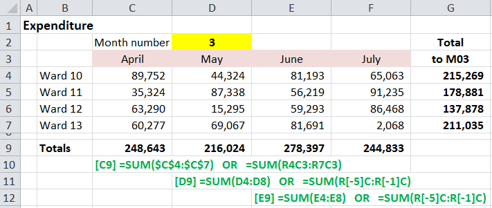Excel formulas in both A1 and R1C1 notation