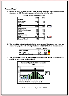 (PDF format) Example of a Word document which can be automatically updated by Excel